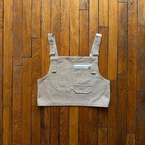 Dear Stalker Utility Tank Top Crop Women Small Tan‎ Sleeveless Festival Party